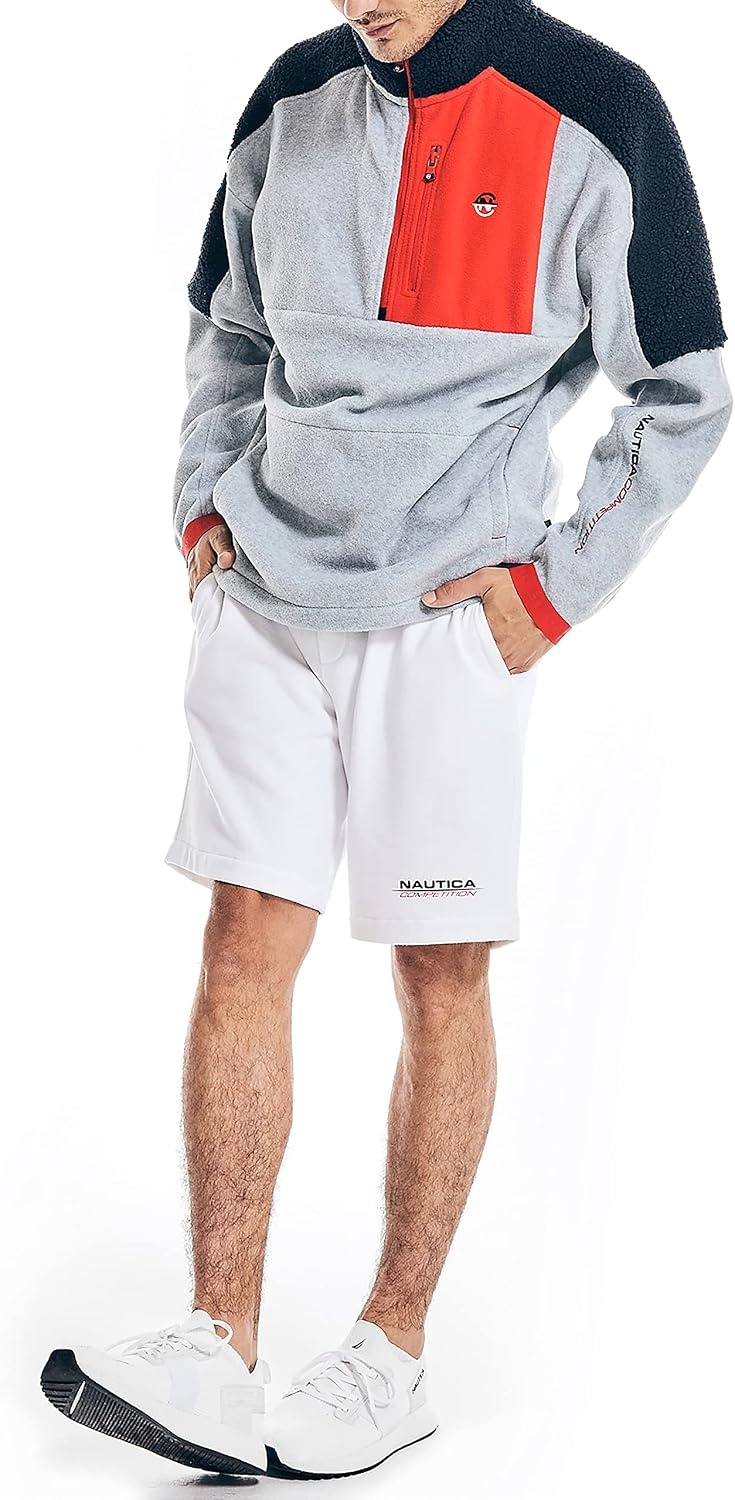 image:imageNautica Mens Competition Sustainably Crafted Quarterzip Mixedmedia PulloverGrey Heather