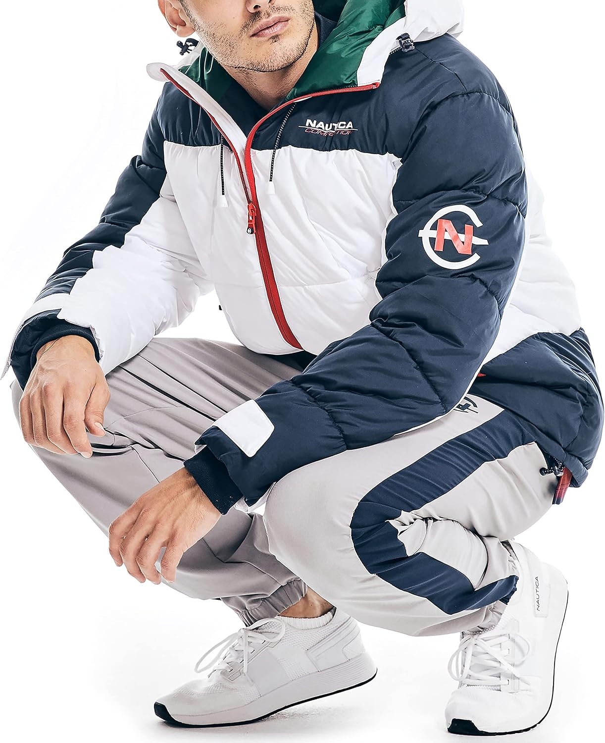 image:imageNautica Mens Competition Sustainably Crafted Tempasphere Colorblock ParkaNavy