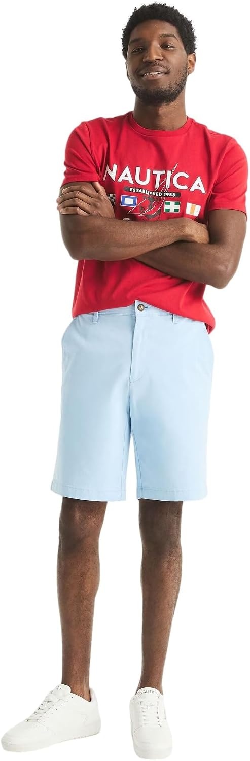 image:imageNautica Mens Cotton Twill Flat Front Chino ShortCerulean Blue
