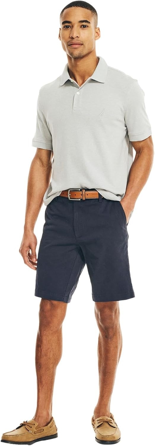 image:imageNautica Mens Cotton Twill Flat Front Chino ShortFrench Navy