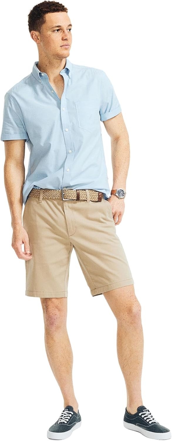 image:imageNautica Mens Cotton Twill Flat Front Chino ShortNew Khaki