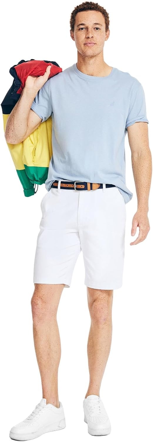 image:imageNautica Mens Cotton Twill Flat Front Chino ShortOptic White
