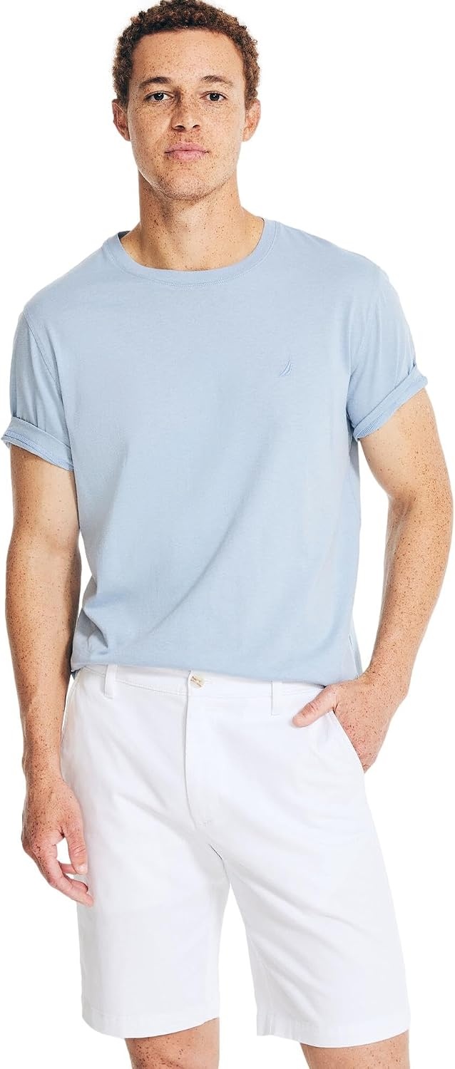 image:imageNautica Mens Cotton Twill Flat Front Chino ShortOptic White