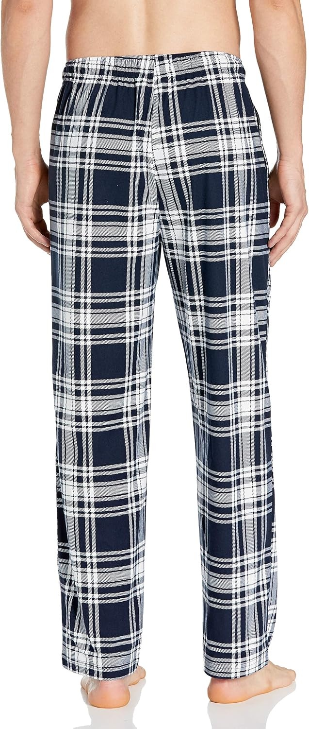 image:imageNautica Mens Cozy Fleece Knit Sleep PantsIndigo White Plaid