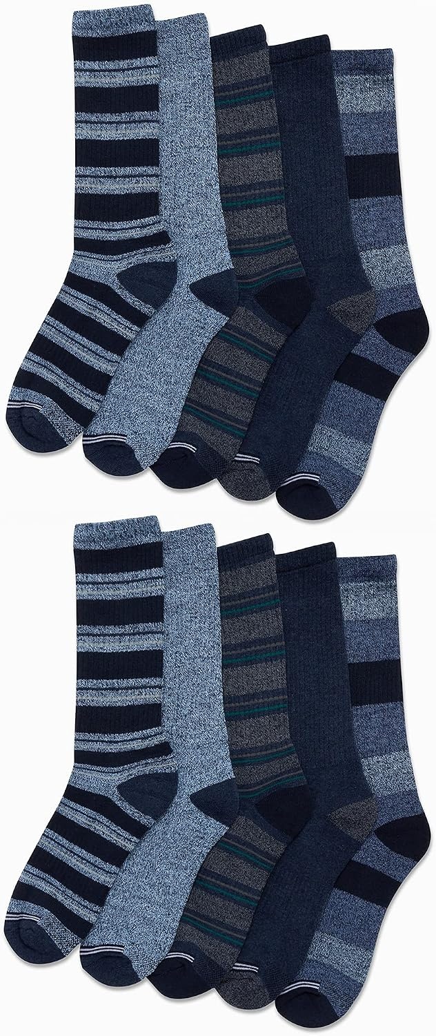 image:imageNautica Mens Crew Socks 10 Pack Breathable Moisture Wicking Cushioned Athletic Work and Dress Socks for Men Sizes 6125Assorted