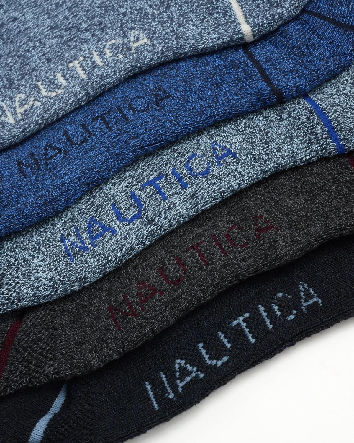 image:imageNautica Mens Crew Socks 5 Pack Breathable Moisture Wicking Cushioned Athletic Work and Dress Socks for Men Sizes 6125Blue Assorted
