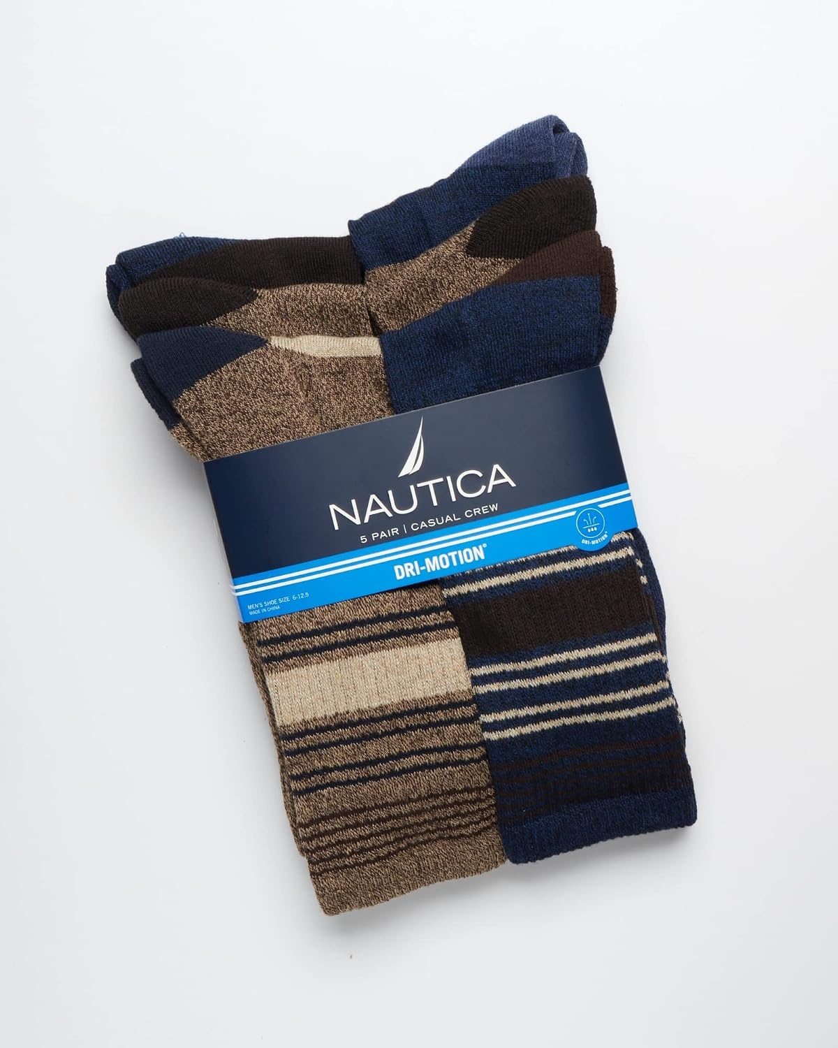 image:imageNautica Mens Crew Socks 5 Pack Breathable Moisture Wicking Cushioned Athletic Work and Dress Socks for Men Sizes 6125BrownNavy