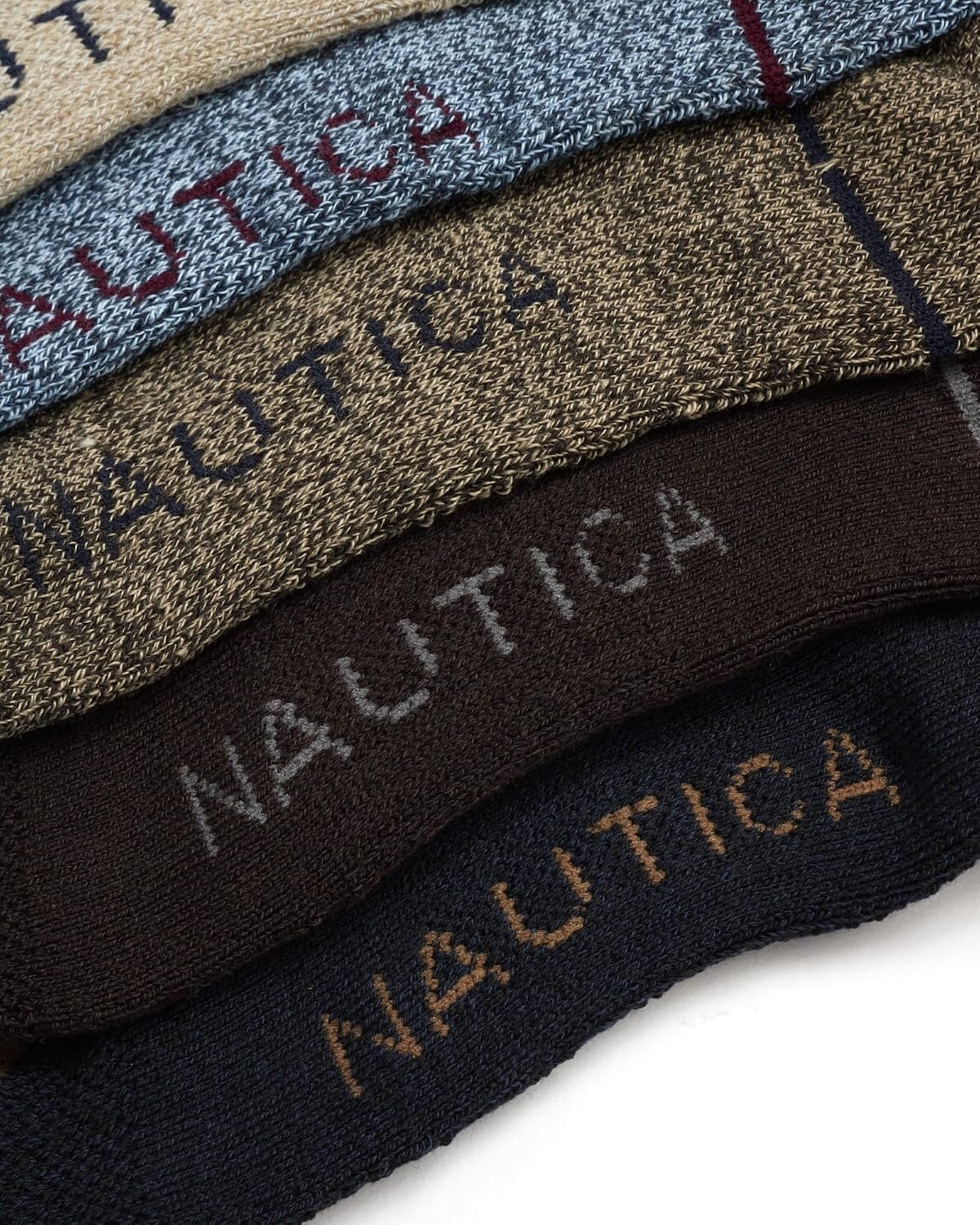 image:imageNautica Mens Crew Socks 5 Pack Breathable Moisture Wicking Cushioned Athletic Work and Dress Socks for Men Sizes 6125BrownNavy