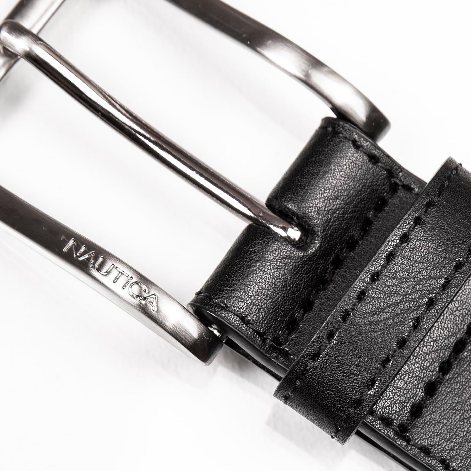 image:imageNautica Mens Dress Leather Belt for Suits and Pants Classic Business Fashion Adjustable Metal BuckleCenter Woven Black