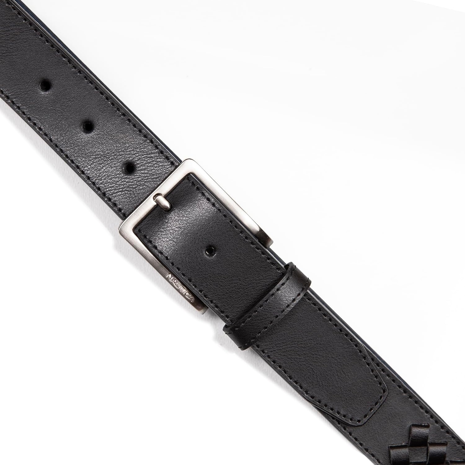 image:imageNautica Mens Dress Leather Belt for Suits and Pants Classic Business Fashion Adjustable Metal BuckleCenter Woven Black