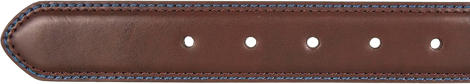 image:imageNautica Mens Dress Leather Belt for Suits and Pants Classic Business Fashion Adjustable Metal BuckleLogo Inlay Double Keeper Brown