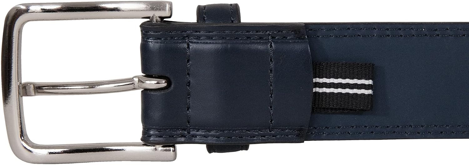 image:imageNautica Mens Dress Leather Belt for Suits and Pants Classic Business Fashion Adjustable Metal BuckleLogo Inlay Double Stitch Navy