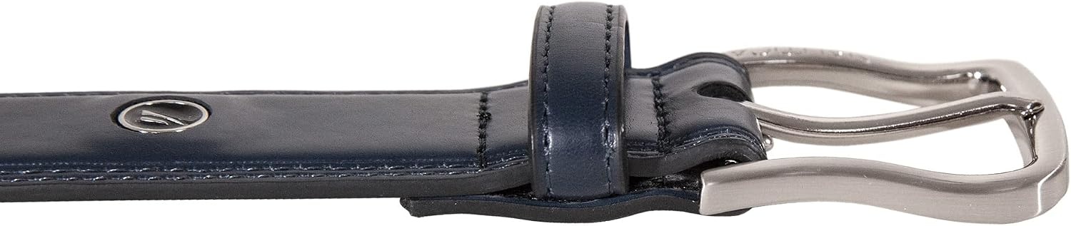 image:imageNautica Mens Dress Leather Belt for Suits and Pants Classic Business Fashion Adjustable Metal BuckleLogo Inlay Double Stitch Navy