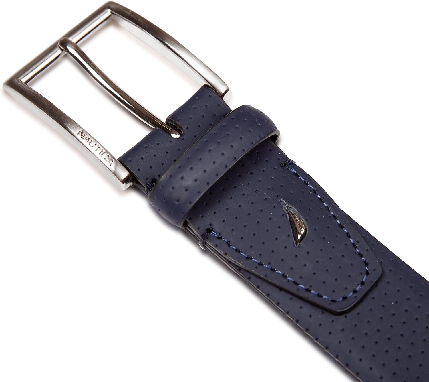 image:imageNautica Mens Dress Leather Belt for Suits and Pants Classic Business Fashion Adjustable Metal BucklePerforated Dress Navy