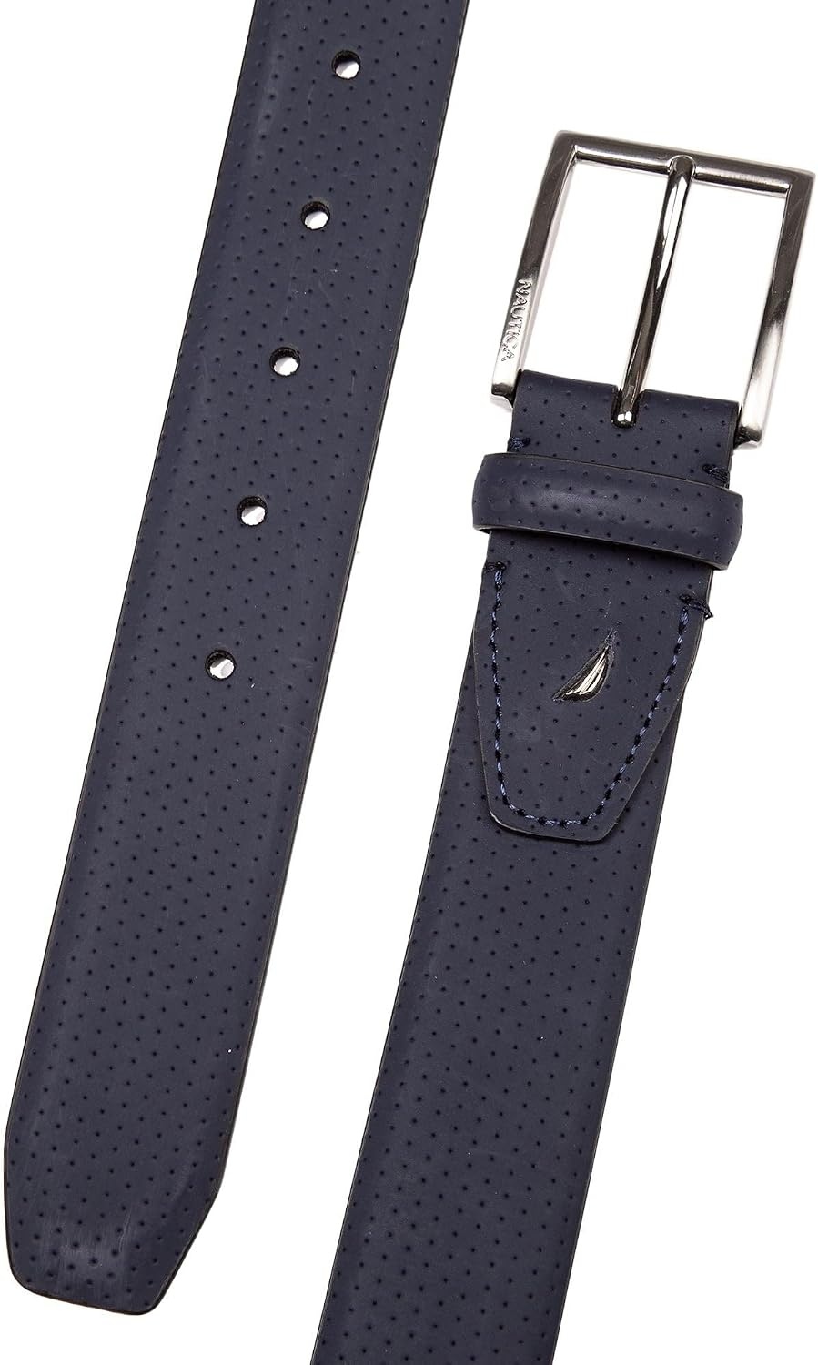 image:imageNautica Mens Dress Leather Belt for Suits and Pants Classic Business Fashion Adjustable Metal BucklePerforated Dress Navy