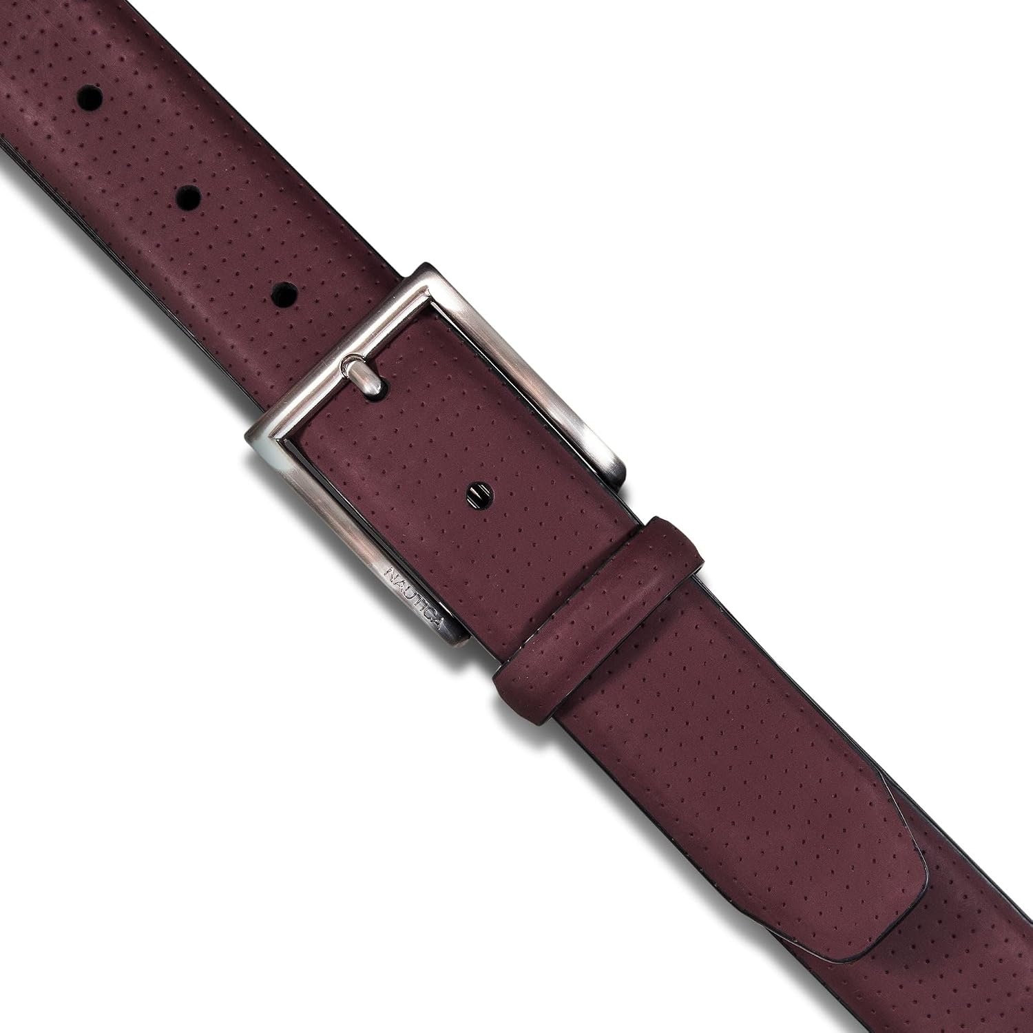 image:imageNautica Mens Dress Leather Belt for Suits and Pants Classic Business Fashion Adjustable Metal BucklePerforated Dress Zinfandel
