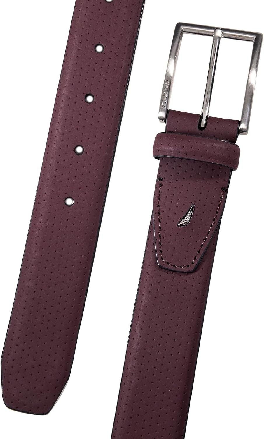 image:imageNautica Mens Dress Leather Belt for Suits and Pants Classic Business Fashion Adjustable Metal BucklePerforated Dress Zinfandel