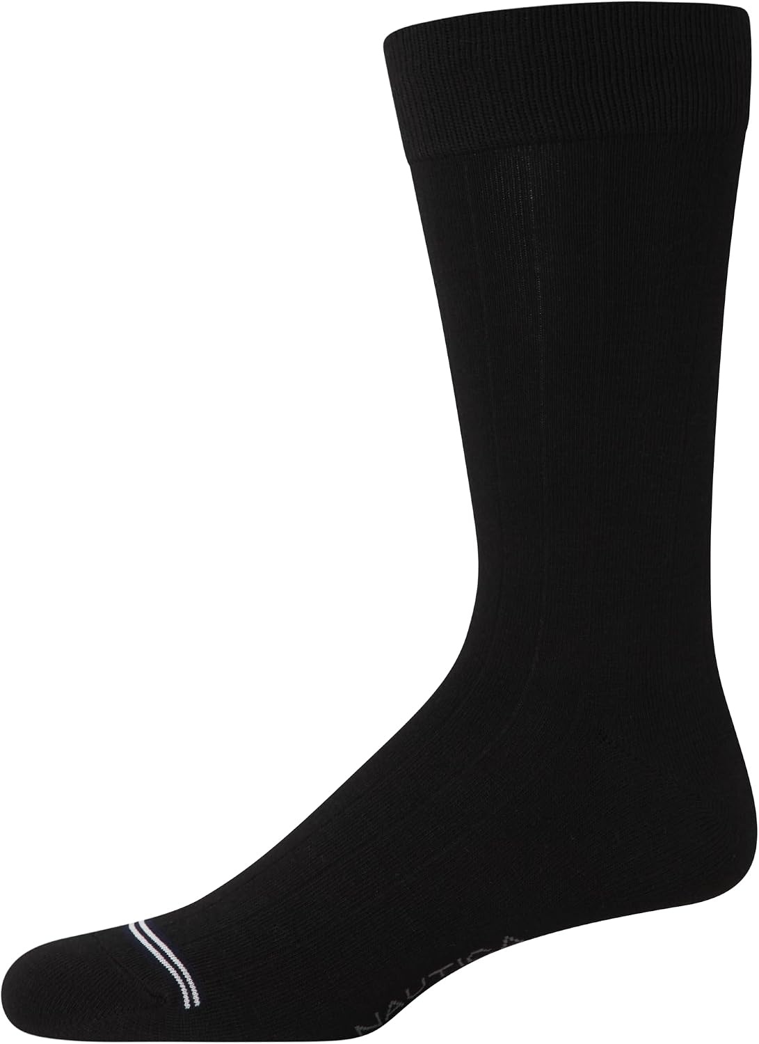 image:imageNautica Mens Dress Socks 10 Pack Breathable Stretch Crew Socks for Men for Work Business and Formal Wear Sizes 6125BlackGrey