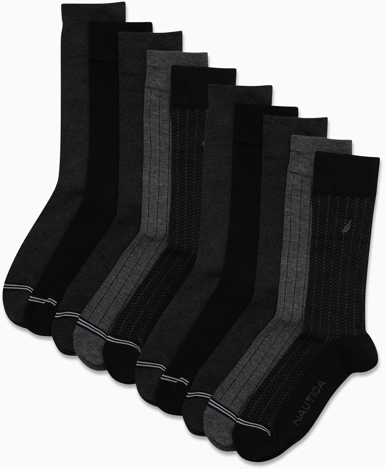 image:imageNautica Mens Dress Socks 10 Pack Breathable Stretch Crew Socks for Men for Work Business and Formal Wear Sizes 6125BlackGrey
