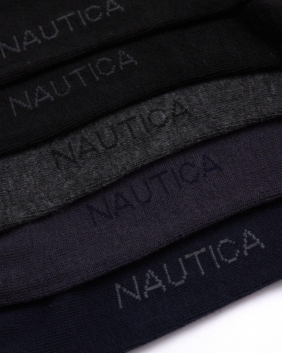 image:imageNautica Mens Dress Socks 10 Pack Breathable Stretch CrewLength Work Socks for Men for Business Formal Wear Sizes 6125NavyBlack Assorted