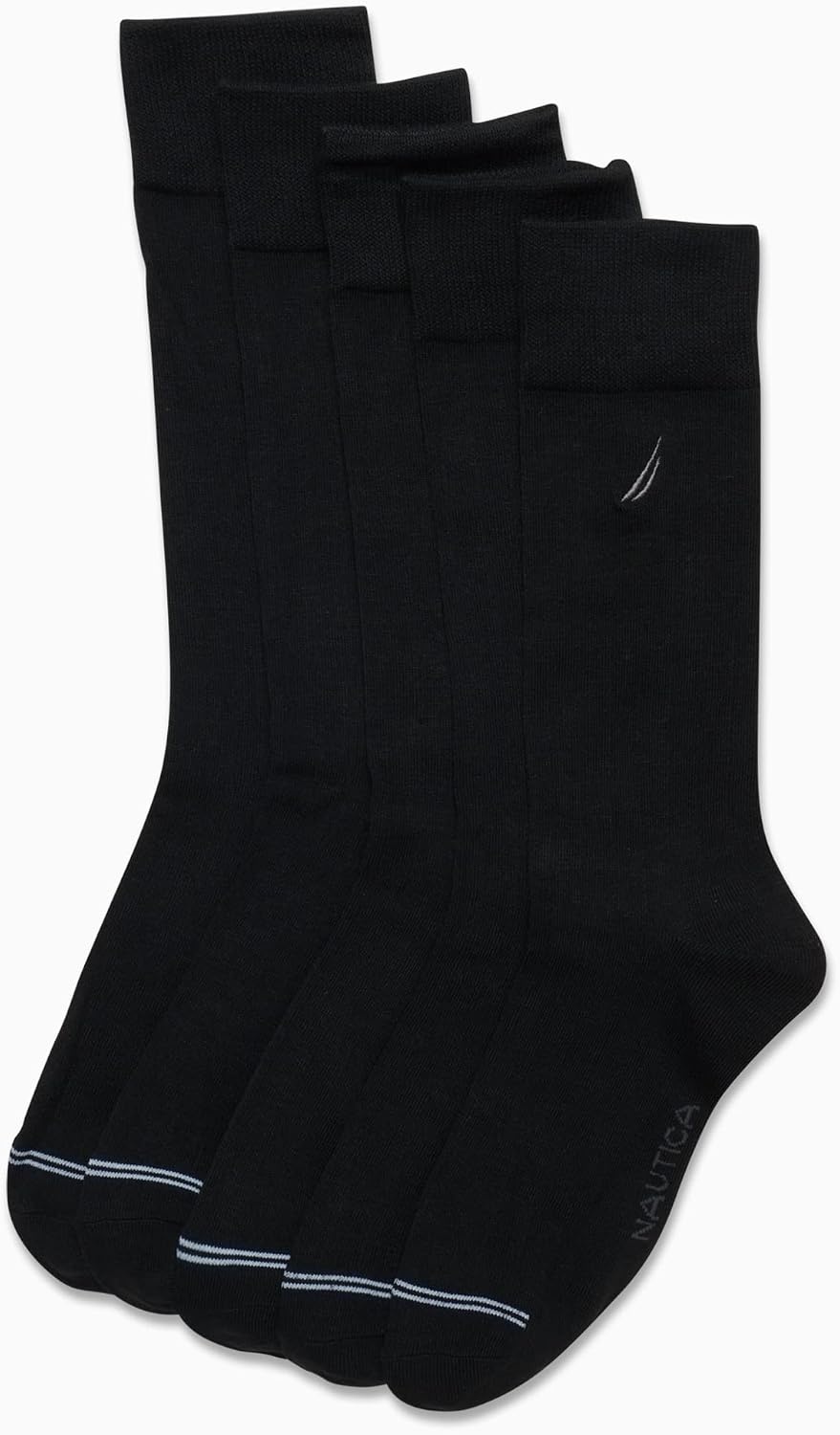 image:imageNautica Mens Dress Socks 5 Pack Breathable Comfort Stretch CrewLength Work Socks for Men for Business Formal Wear 6125All Black