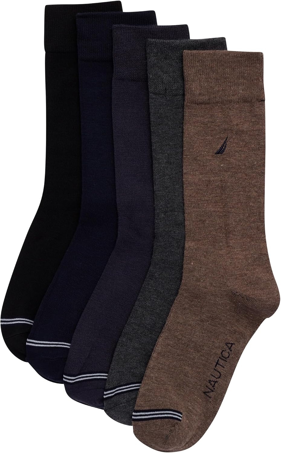 image:imageNautica Mens Dress Socks 5 Pack Breathable Comfort Stretch CrewLength Work Socks for Men for Business Formal Wear 6125Assorted