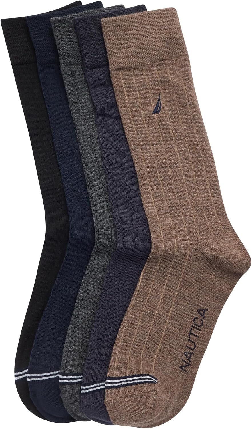 image:imageNautica Mens Dress Socks 5 Pack Breathable Comfort Stretch CrewLength Work Socks for Men for Business Formal Wear 6125Assorted Rib