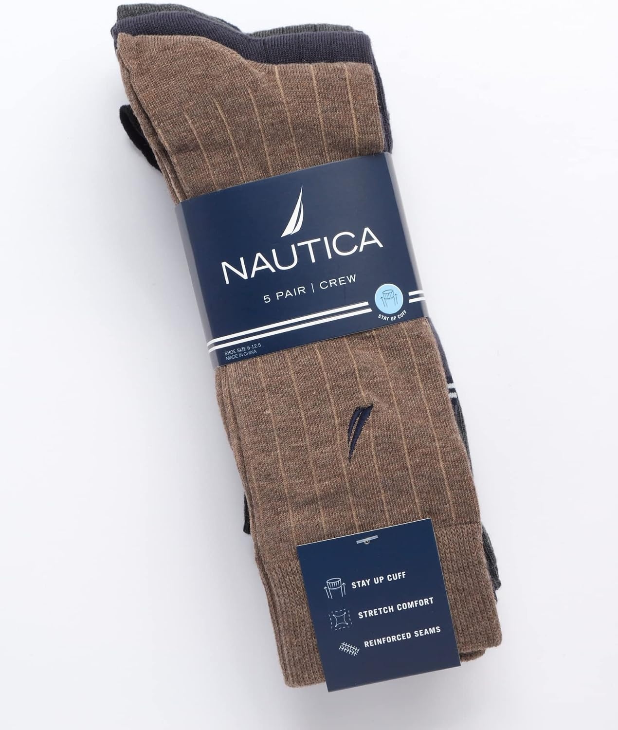 image:imageNautica Mens Dress Socks 5 Pack Breathable Comfort Stretch CrewLength Work Socks for Men for Business Formal Wear 6125Assorted Rib