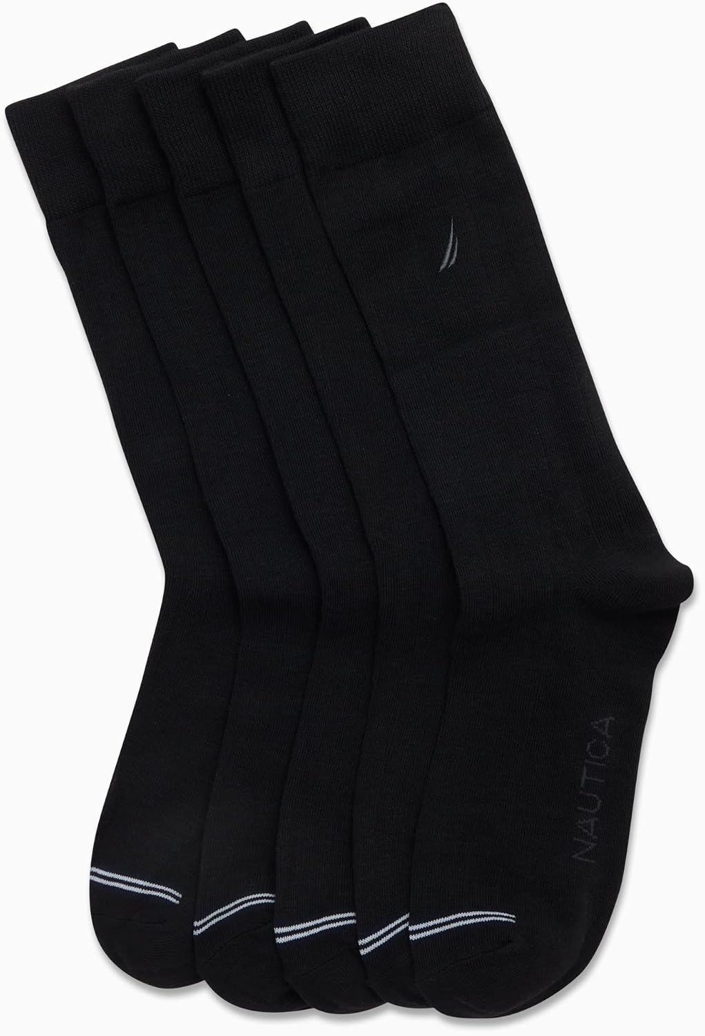 image:imageNautica Mens Dress Socks 5 Pack Breathable Comfort Stretch CrewLength Work Socks for Men for Business Formal Wear 6125Black Logo