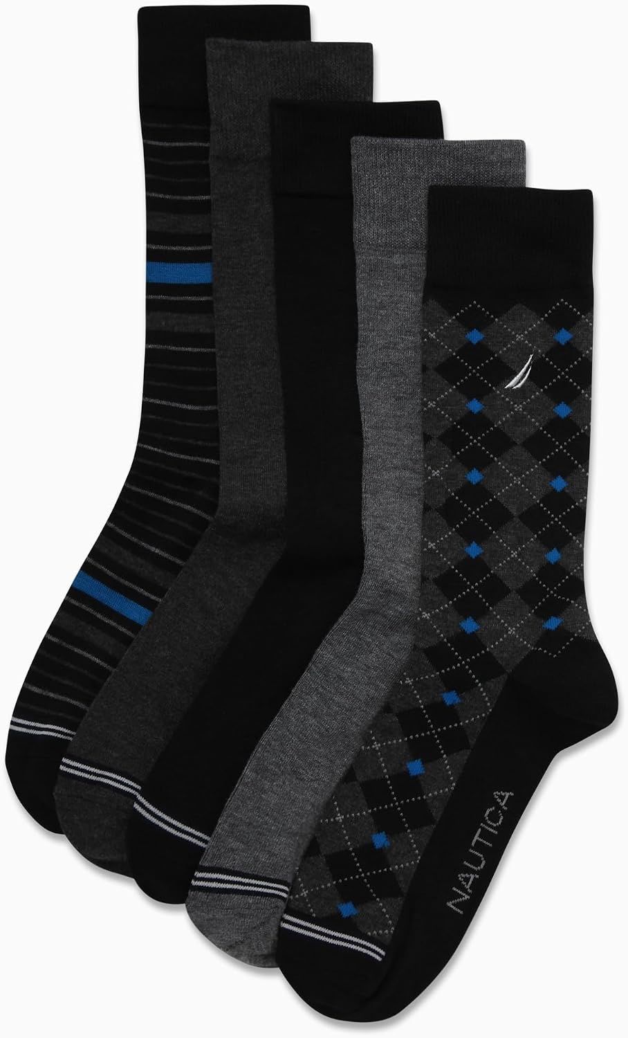 image:imageNautica Mens Dress Socks 5 Pack Breathable Comfort Stretch CrewLength Work Socks for Men for Business Formal Wear 6125Black Multi