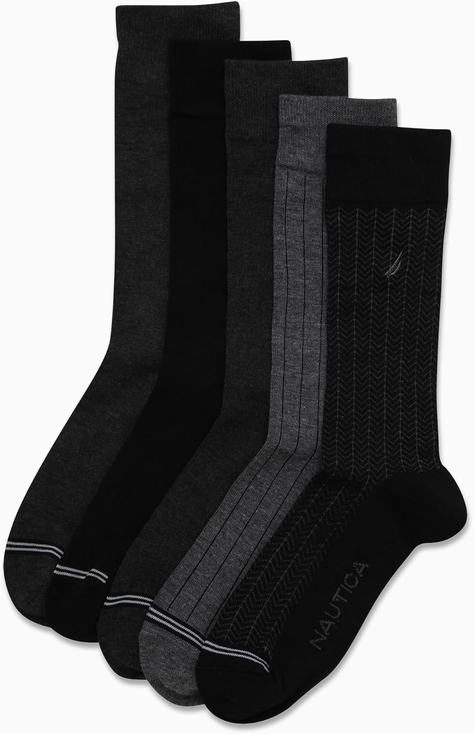image:imageNautica Mens Dress Socks 5 Pack Breathable Comfort Stretch CrewLength Work Socks for Men for Business Formal Wear 6125BlackGrey
