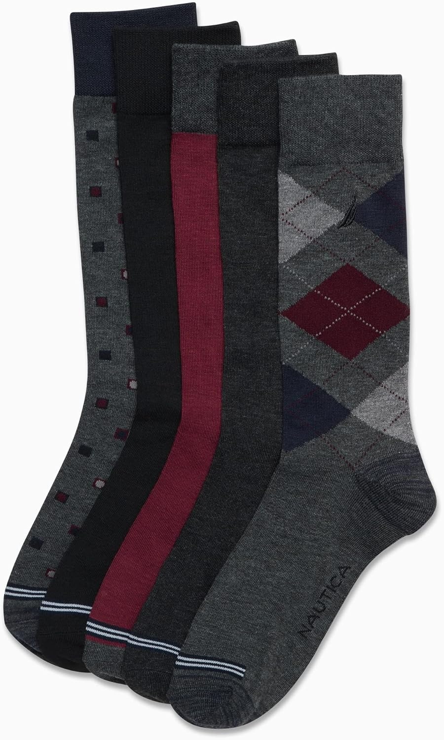 image:imageNautica Mens Dress Socks 5 Pack Breathable Comfort Stretch CrewLength Work Socks for Men for Business Formal Wear 6125Dark Grey Heather