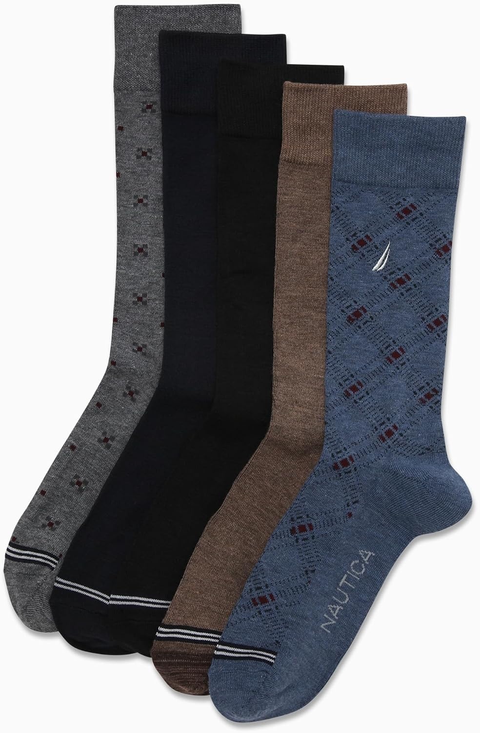 image:imageNautica Mens Dress Socks 5 Pack Breathable Comfort Stretch CrewLength Work Socks for Men for Business Formal Wear 6125Denim Assorted
