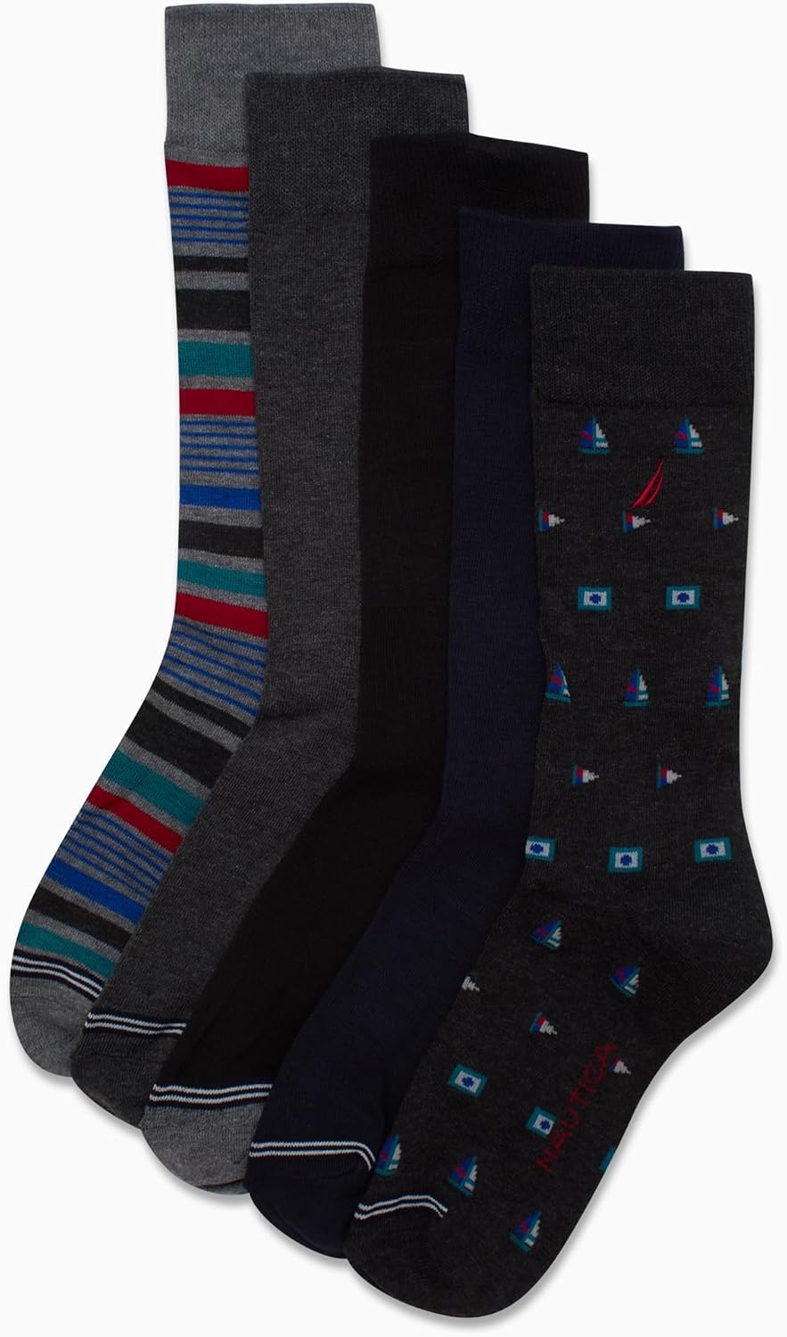 image:imageNautica Mens Dress Socks 5 Pack Breathable Comfort Stretch CrewLength Work Socks for Men for Business Formal Wear 6125Graphite Heather Assorted