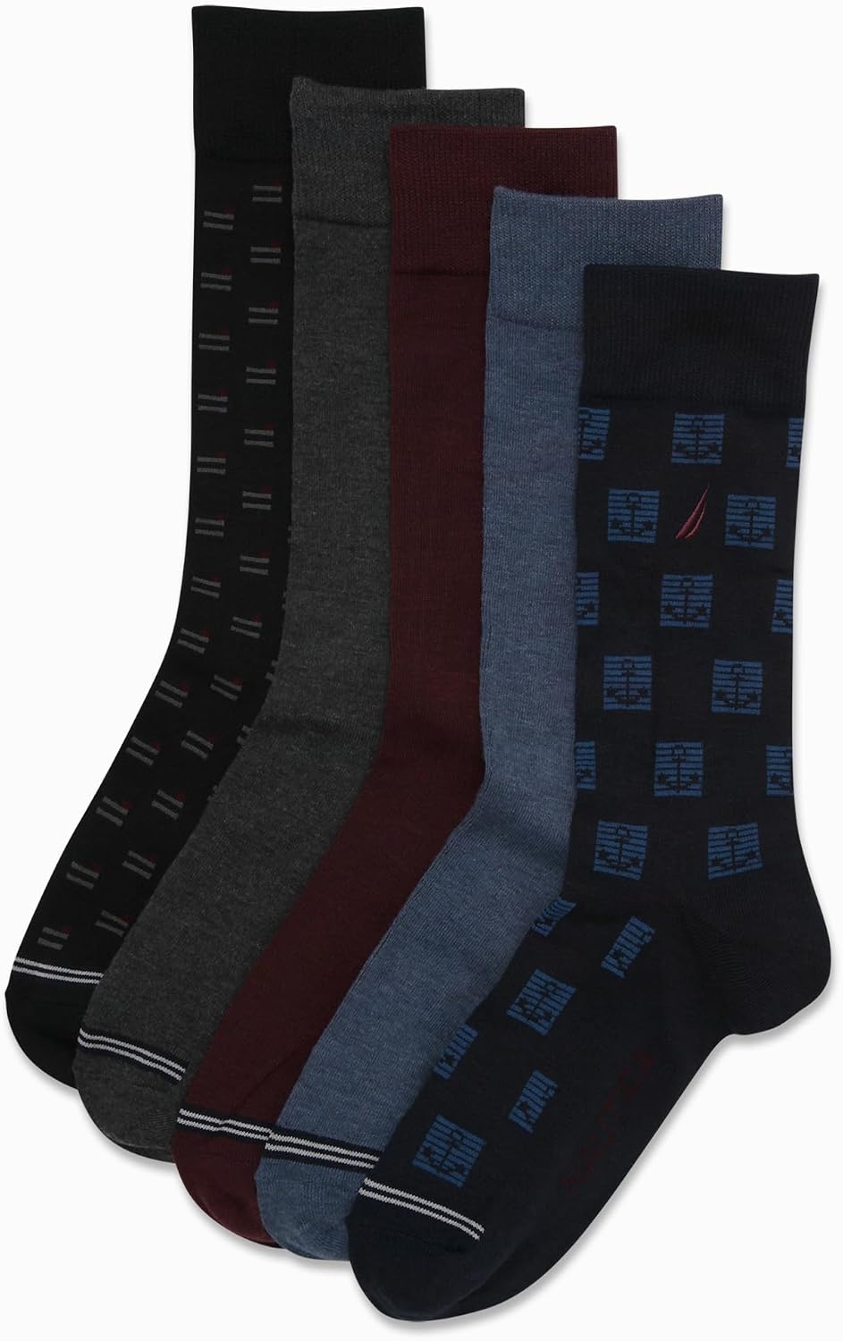 image:imageNautica Mens Dress Socks 5 Pack Breathable Comfort Stretch CrewLength Work Socks for Men for Business Formal Wear 6125Navy Assorted