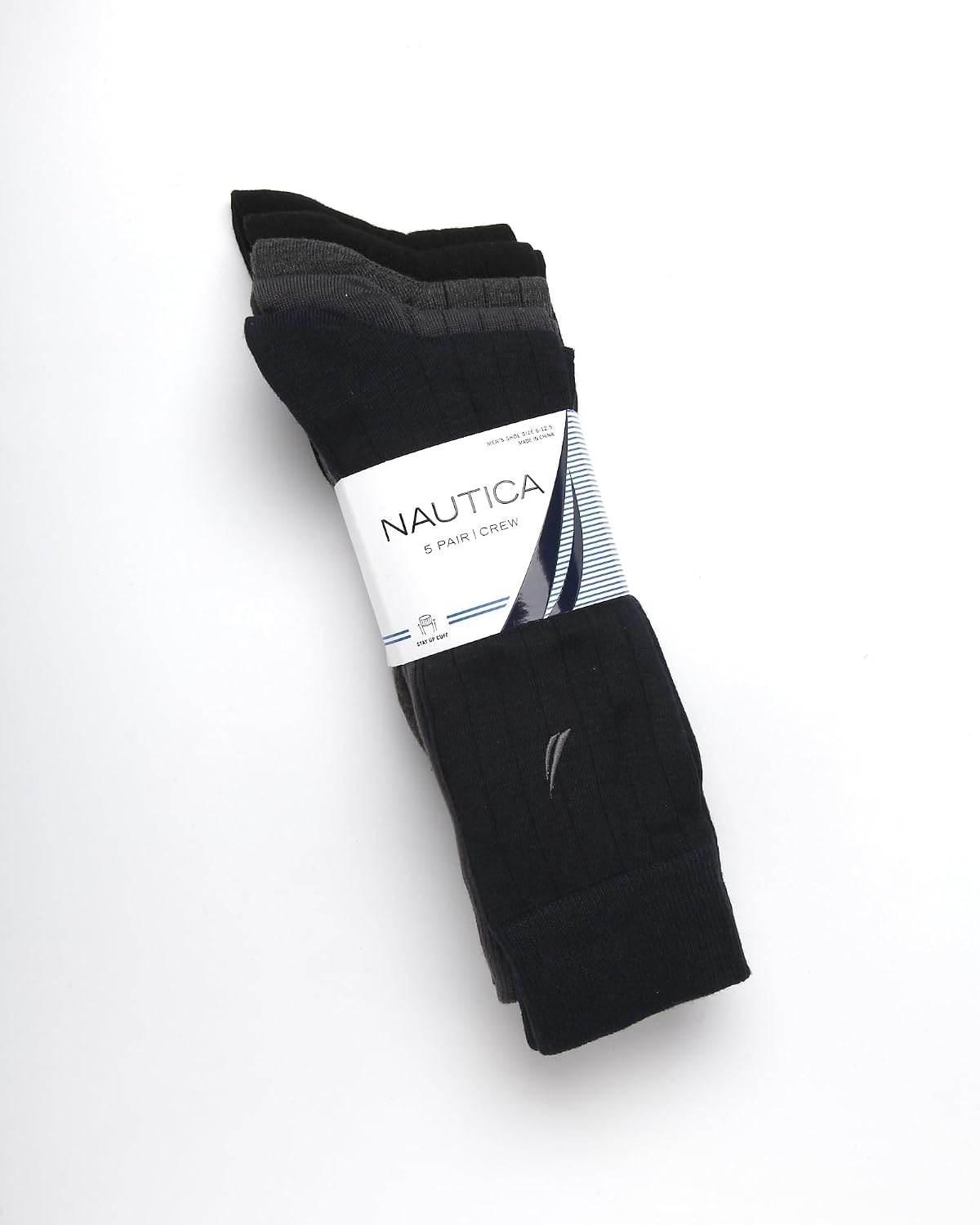image:imageNautica Mens Dress Socks 5 Pack Breathable Comfort Stretch CrewLength Work Socks for Men for Business Formal Wear 6125NavyGrayBlack