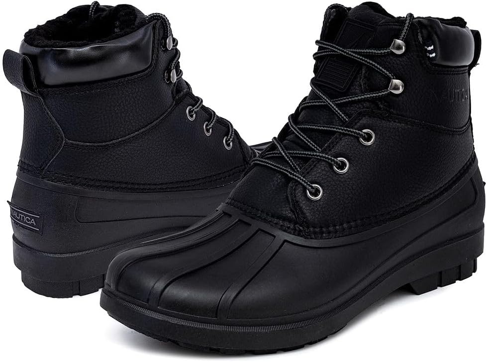 image:imageNautica Mens Duck Boots Waterproof Shell Insulated Snow and Rain Boot LaceUp Winter Shoe Channing Extended Sizes 716Black X Dazo