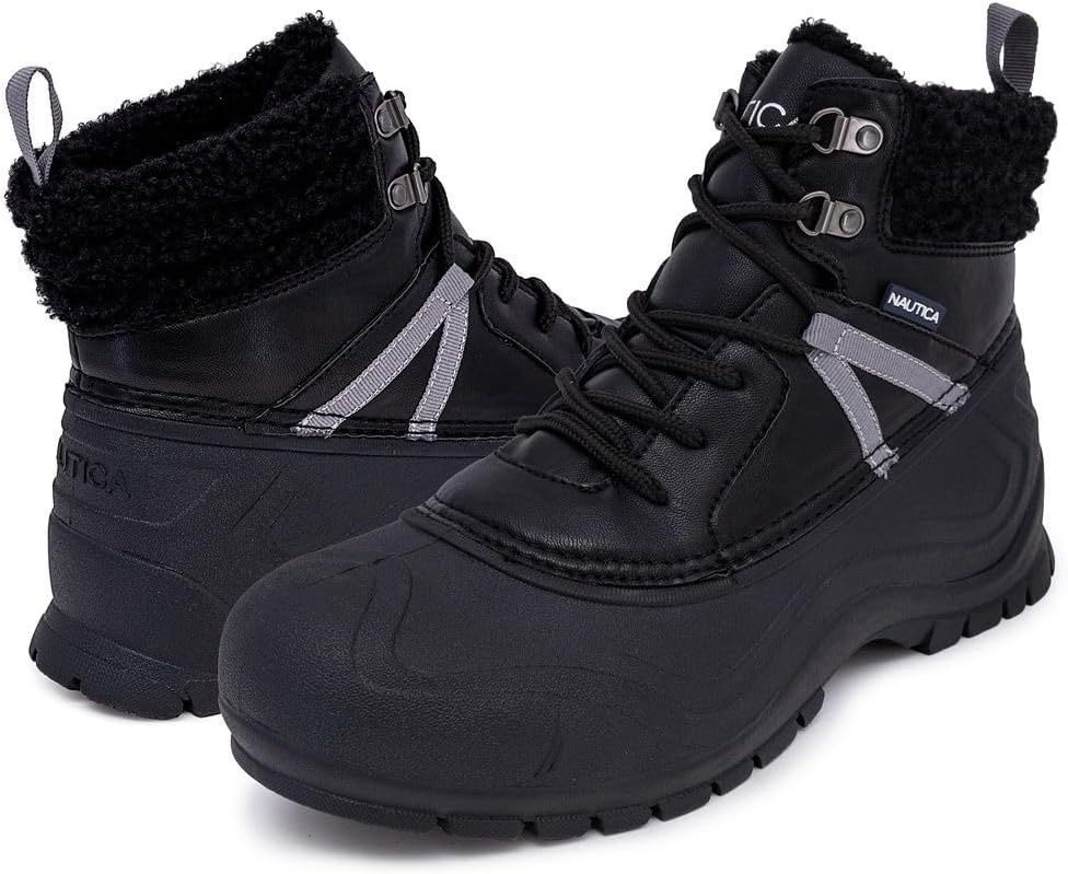 image:imageNautica Mens Duck Boots Waterproof Shell Insulated Snow and Rain Boot LaceUp Winter Shoe Channing Extended Sizes 716Blacktoyon Mid