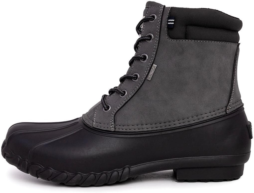 image:imageNautica Mens Duck Boots Waterproof Shell Insulated Snow and Rain Boot LaceUp Winter Shoe Channing Extended Sizes 716CharcoalBlack