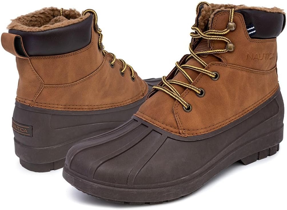 image:imageNautica Mens Duck Boots Waterproof Shell Insulated Snow and Rain Boot LaceUp Winter Shoe Channing Extended Sizes 716Tan Brown X Dazo