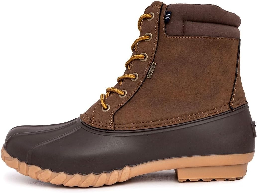 image:imageNautica Mens Duck Boots Waterproof Shell Insulated Snow and Rain Boot LaceUp Winter Shoe Channing Extended Sizes 716TanBrown