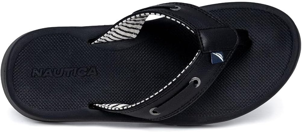image:imageNautica Mens Flip Flop Beach Sandal Boat Slide Water SlippersBlackcasted