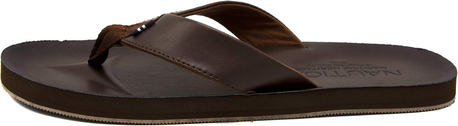 image:imageNautica Mens Flip Flop Beach Sandal Boat Slide Water SlippersBrownadain
