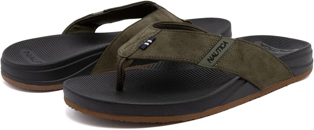 image:imageNautica Mens Flip Flop Beach Sandal Boat Slide Water SlippersOlivewelsey
