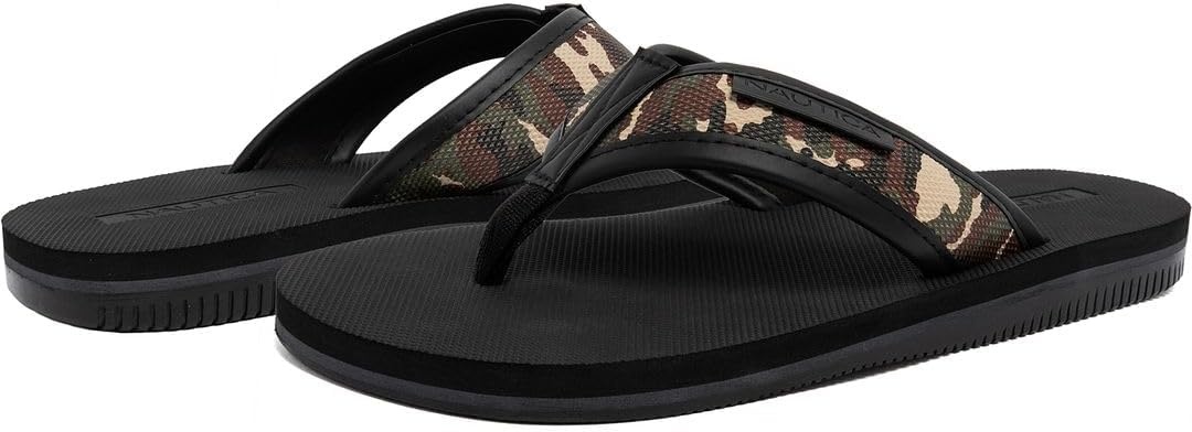 image:imageNautica Mens Flip Flop Shower Sandals Slides Comfortable Waterproof Beach Footwear SlipOn Thong MediumWide WidthBlack Camomundoro