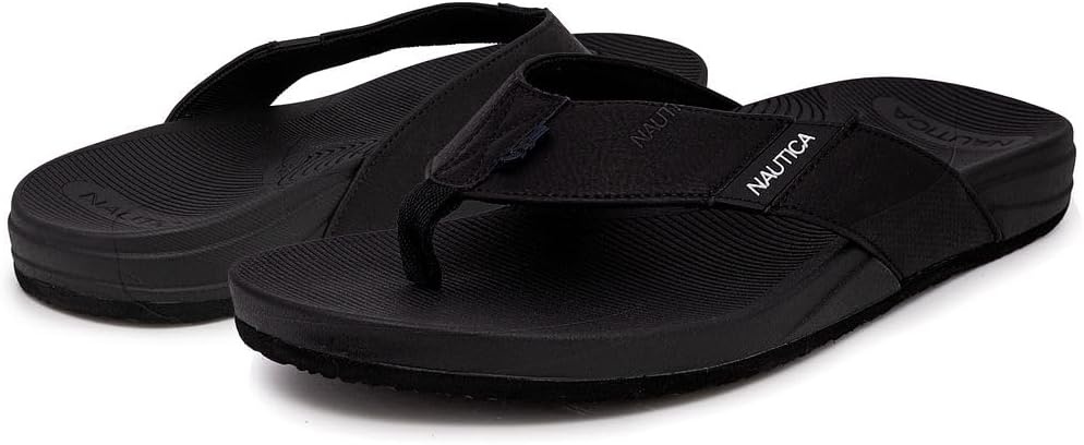 image:imageNautica Mens Flip Flop Shower Sandals Slides Comfortable Waterproof Beach Footwear SlipOn Thong MediumWide WidthBlackwelsey