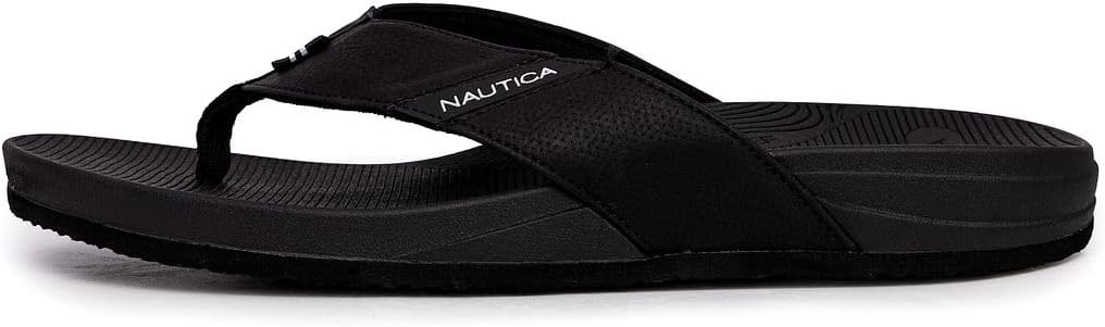 image:imageNautica Mens Flip Flop Shower Sandals Slides Comfortable Waterproof Beach Footwear SlipOn Thong MediumWide WidthBlackwelsey
