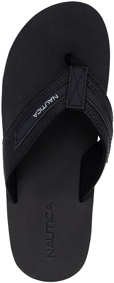 image:imageNautica Mens Flip Flop Shower Sandals Slides Comfortable Waterproof Beach Footwear SlipOn Thong MediumWide WidthBlackwoven