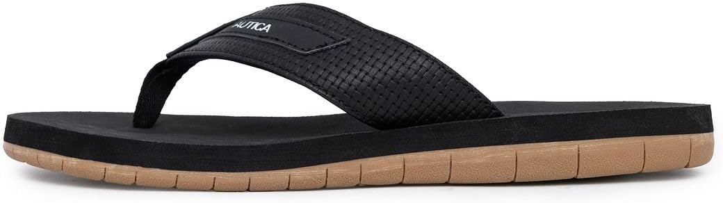 image:imageNautica Mens Flip Flop Shower Sandals Slides Comfortable Waterproof Beach Footwear SlipOn Thong MediumWide WidthBlackwoven