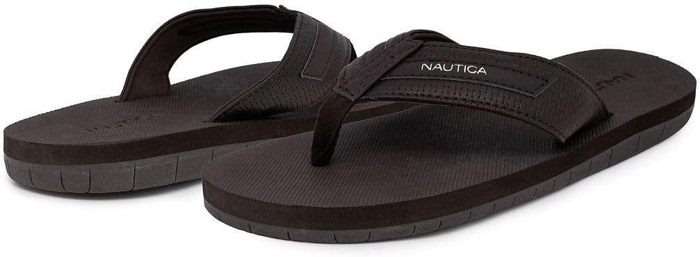 image:imageNautica Mens Flip Flop Shower Sandals Slides Comfortable Waterproof Beach Footwear SlipOn Thong MediumWide WidthBlackwoven
